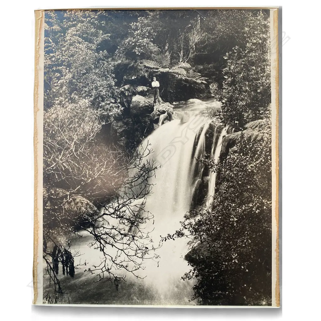 Unidentified photographer - Man standing above Waterfall, Image 1++